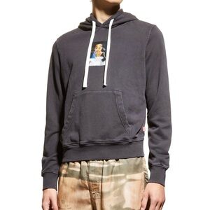 DIESEL S-Ginn-Hood-E2 Mens Hoodie Washed Black Pull On Kangaroo Size Large